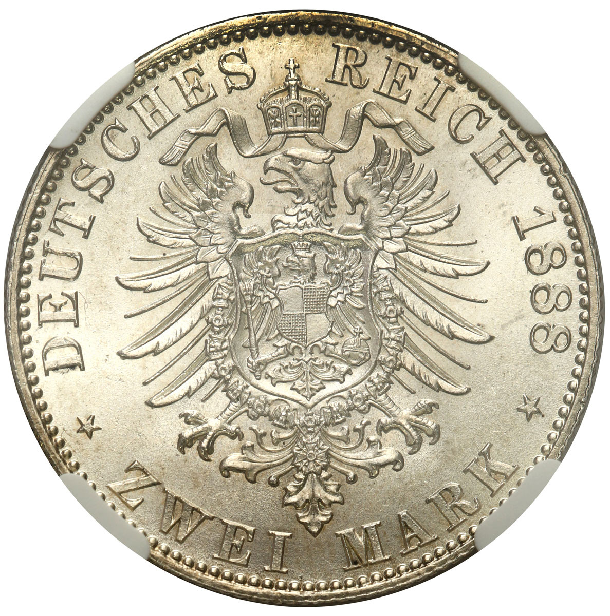 Niemcy, Prusy. 2 marki 1888 A, Berlin NGC MS64 - WYŚMIENITE